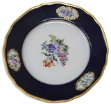 Margaret Thatcher Personally Owned China -- Cake Plate in a Navy Blue Floral Pattern
